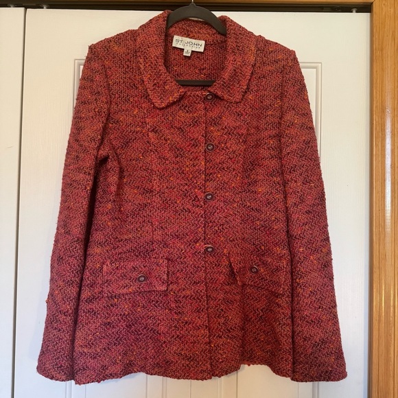 St .John Chic Pink and Orange Tweed Jacket - Picture 1 of 11